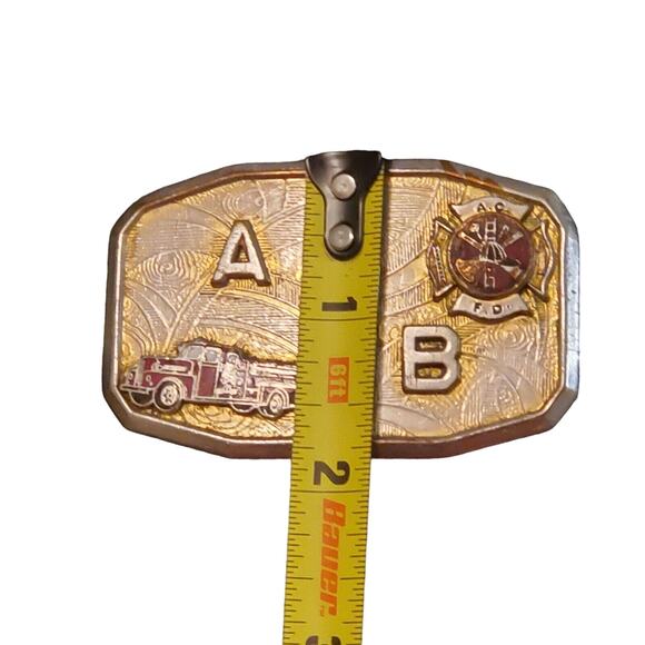 Vintage Metal Hook Fast Fire Department Truck Driver Belt Buckle AEB Collectible - Picture 6 of 8